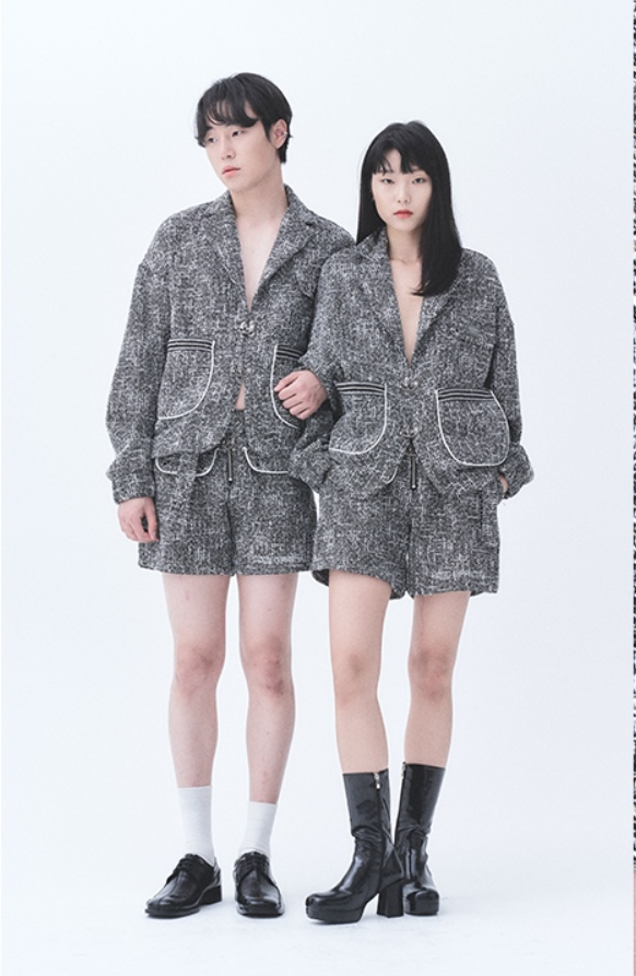 オージーオーディー(OZOD)  TWEED SHORTS_BLACK