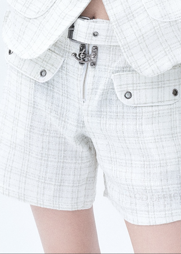 オージーオーディー(OZOD)  TWEED SHORTS_WHITE