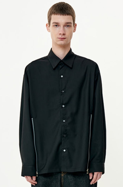 オーワイ(OY) 	CUTTING ZIPPER SHIRTS-BLACK