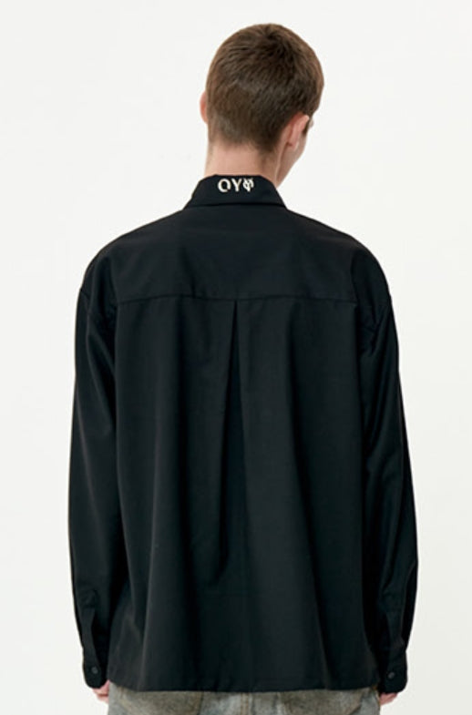 オーワイ(OY) 	CUTTING ZIPPER SHIRTS-BLACK