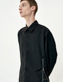 オーワイ(OY) 	CUTTING ZIPPER SHIRTS-BLACK