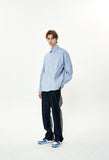 オーワイ(OY) CUTTING ZIPPER SHIRTS-BLUE