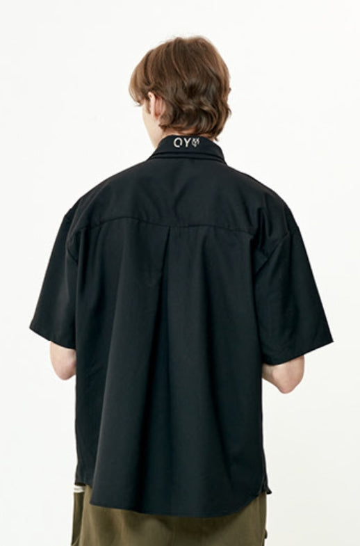 オーワイ(OY) DOUBLE COLLAR HALF SHIRTS-BLACK