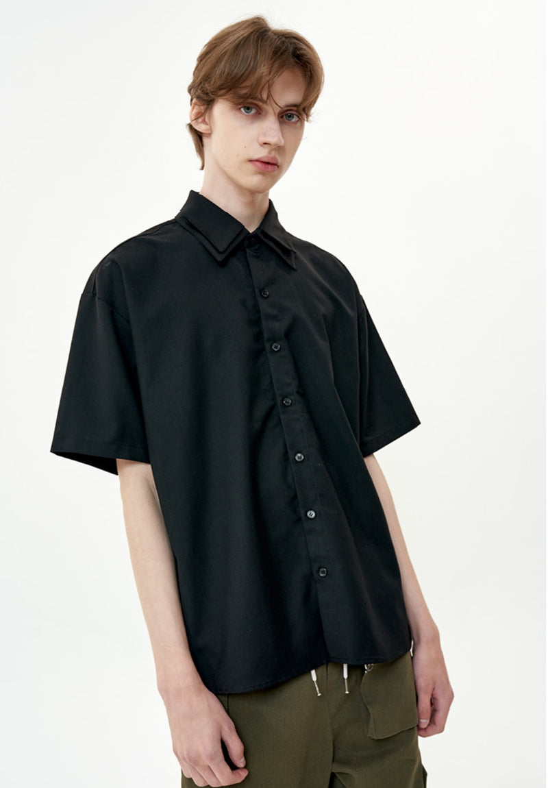 オーワイ(OY) DOUBLE COLLAR HALF SHIRTS-BLACK