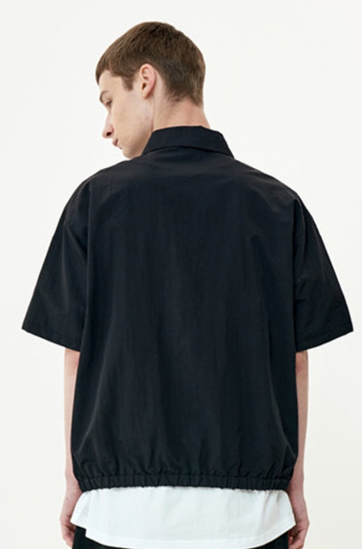 オーワイ(OY) NYLON ANORAK ZIPPER SHIRTS-BLACK