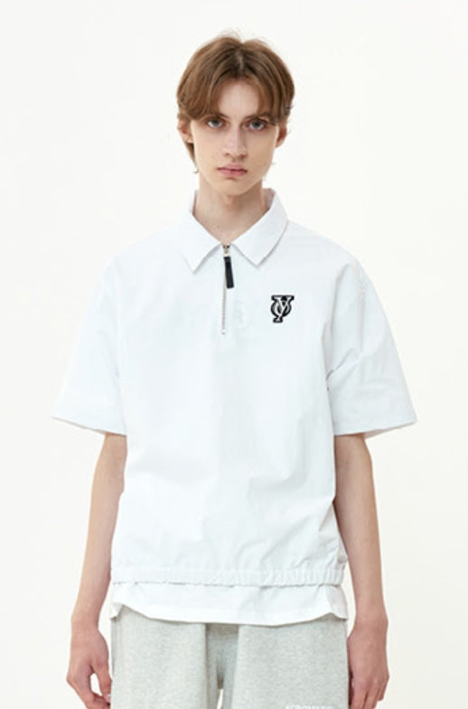 オーワイ(OY) NYLON ANORAK ZIPPER SHIRTS-WHITE