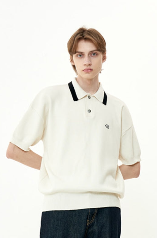 オーワイ(OY) BASIC LOGO KNIT COLLAR T-IVORY