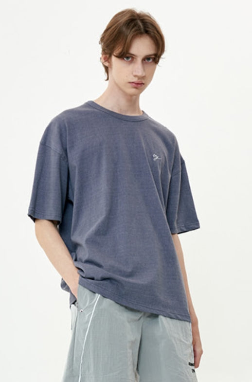 オーワイ(OY) PIGMENT CHERRY BLOSSOMS LOGO T-DUSTY BLUE