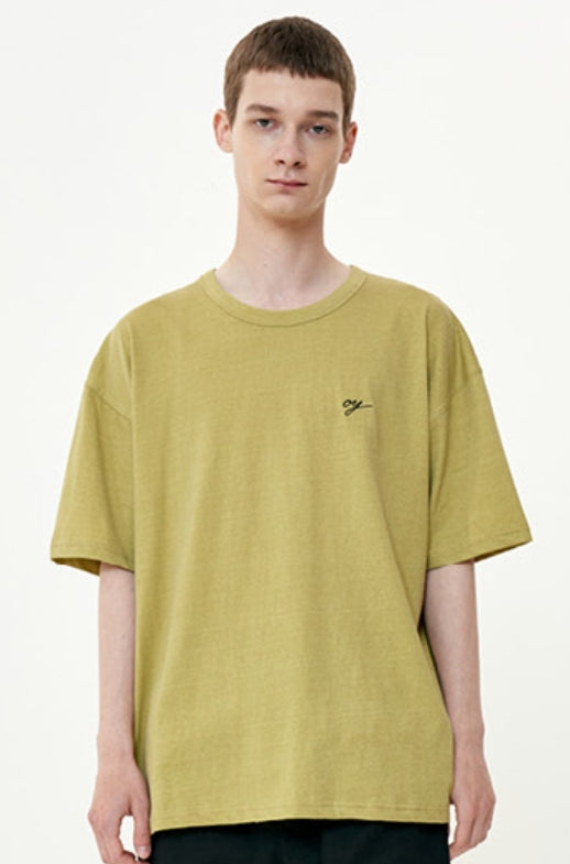 オーワイ(OY) PIGMENT CHERRY BLOSSOMS LOGO T-DARK LIME