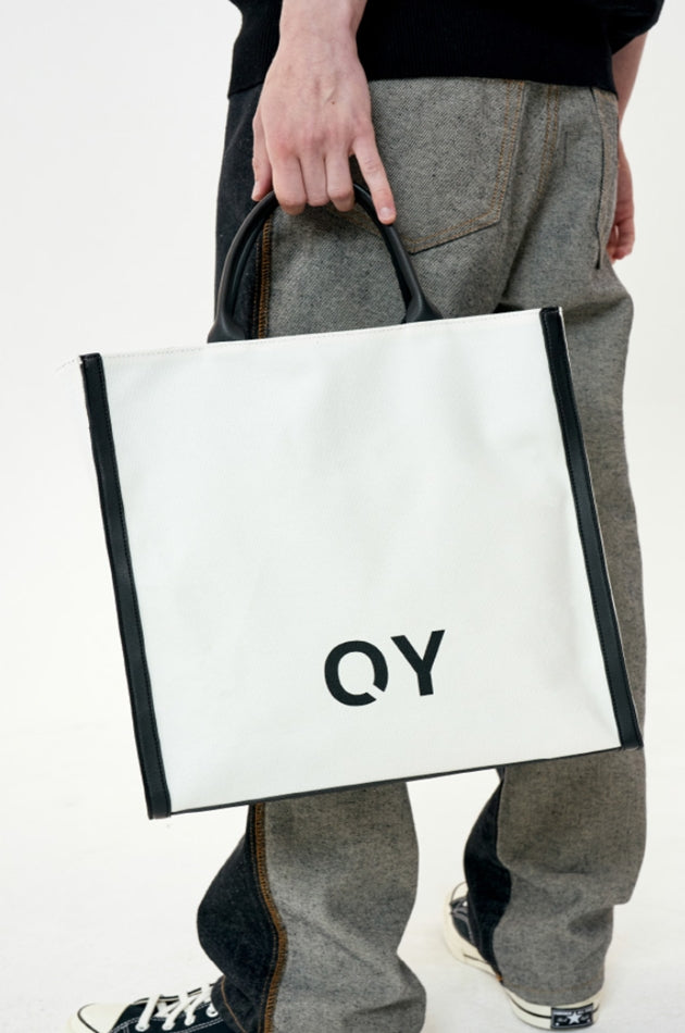 オーワイ(OY) 2 WAY CANVAS LEATHER CROSS BAG-IVORY