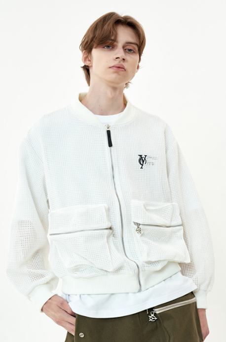 オーワイ(OY) MESH POCKET MA-1 JACKET-WHITE