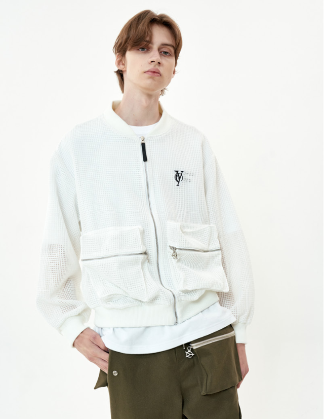 オーワイ(OY) MESH POCKET MA-1 JACKET-WHITE