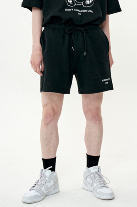 オーワイ(OY) BASIC SLOGAN HALF PANTS-BLACK