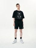 オーワイ(OY) BASIC SLOGAN HALF PANTS-BLACK