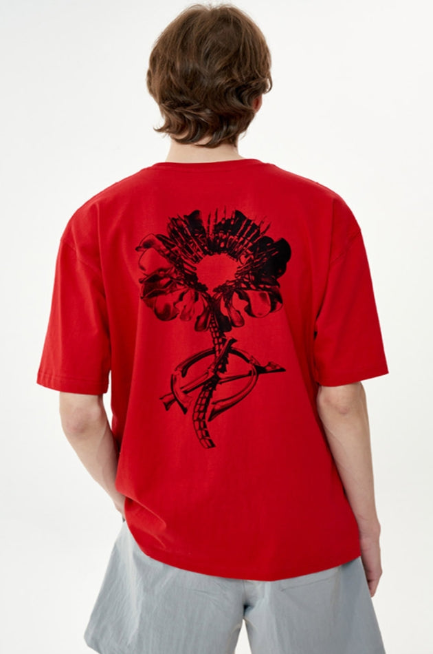 オーワイ(OY) BONE FLOWER LOGO T-RED
