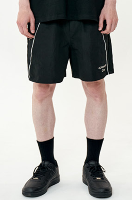 オーワイ(OY) DIAGONAL LINE LOGO HALF PANTS-BLACK