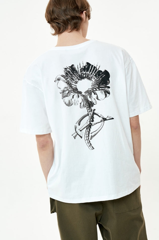 オーワイ(OY) BONE FLOWER LOGO T-WHITE