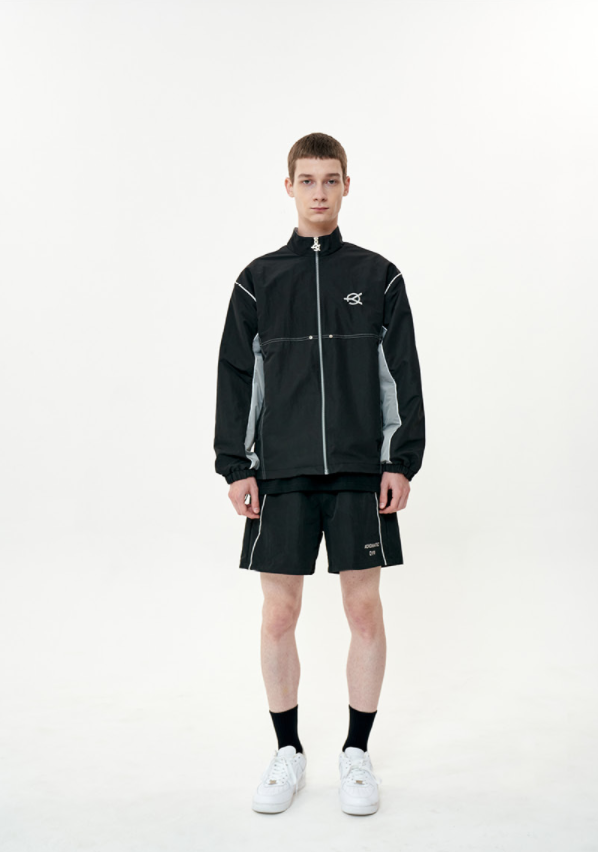 オーワイ(OY) DIAGONAL LINE LOGO HALF PANTS-BLACK