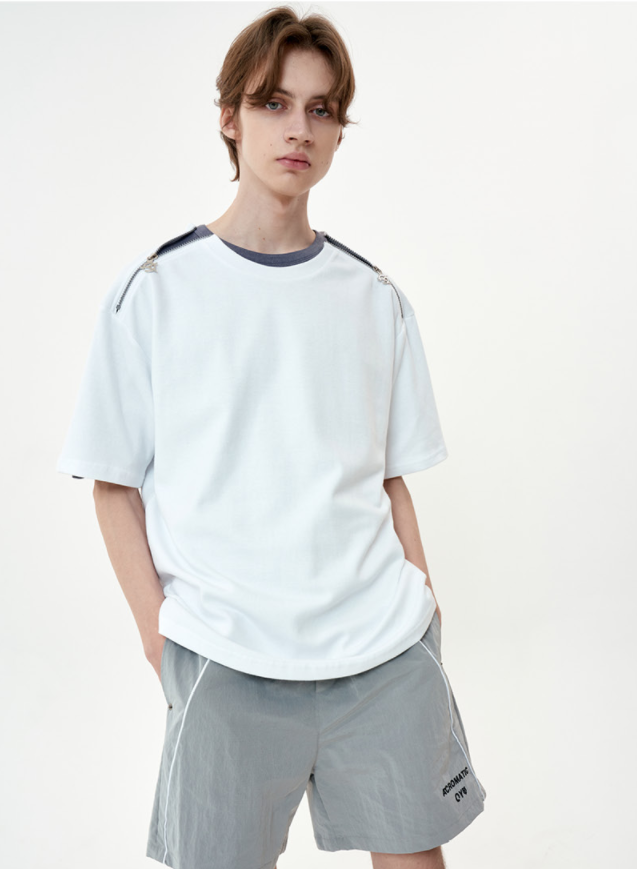 オーワイ(OY) DIAGONAL LINE LOGO HALF PANTS-GREY