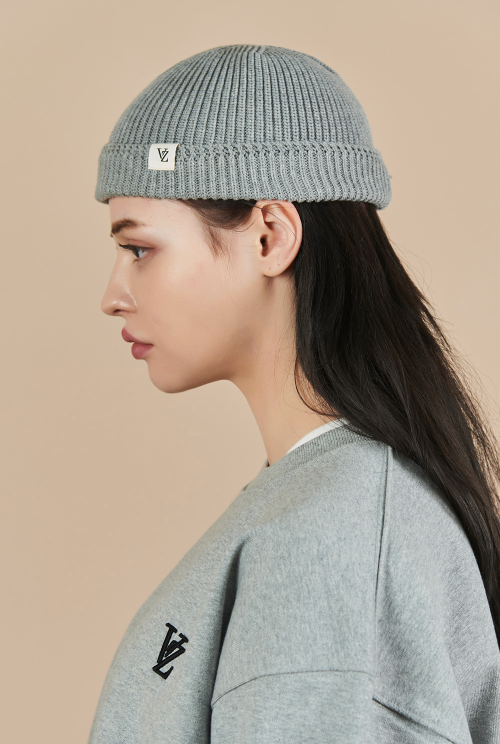VARZAR(バザール)　rope pattern short beanie gray