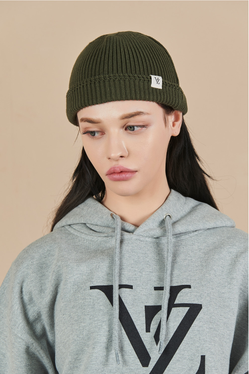 VARZAR(バザール)　rope pattern short beanie khaki