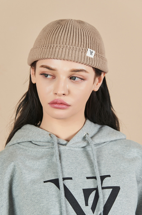 VARZAR(バザール)　rope pattern short beanie beige