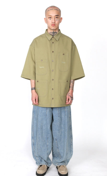 アジョバイアジョ（AJOBYAJO) Oversized Purposeful Pockets Shirt [Green]