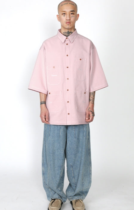 アジョバイアジョ（AJOBYAJO) Oversized Purposeful Pockets Shirt [Pink]