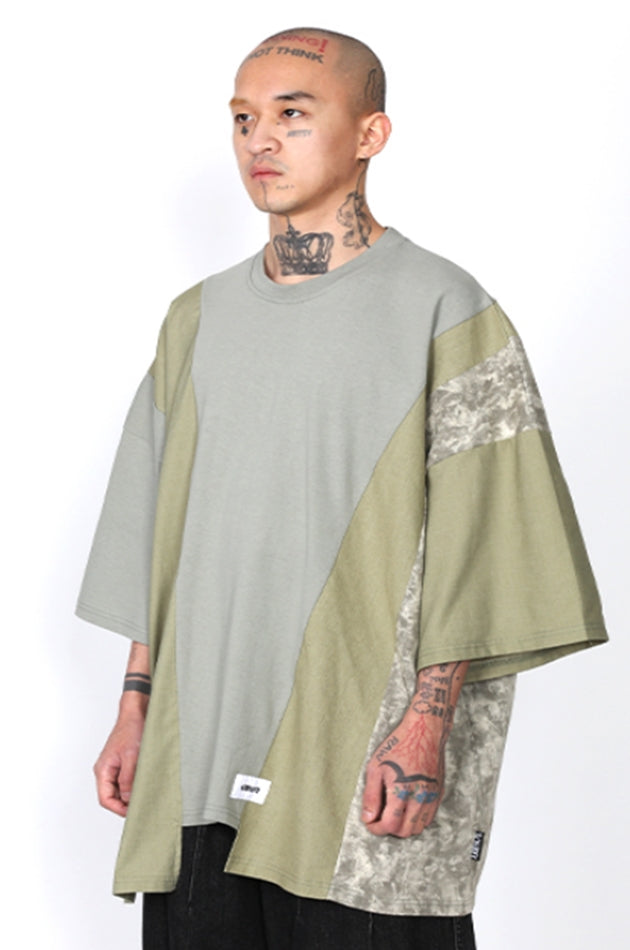 アジョバイアジョ（AJOBYAJO) Oversized Mixed T-Shirt [Khaki]