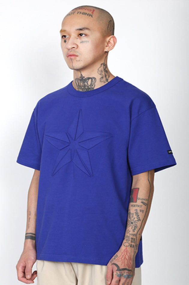 アジョバイアジョ（AJOBYAJO) Star Embossed T-Shirt [Cobalt Blue]