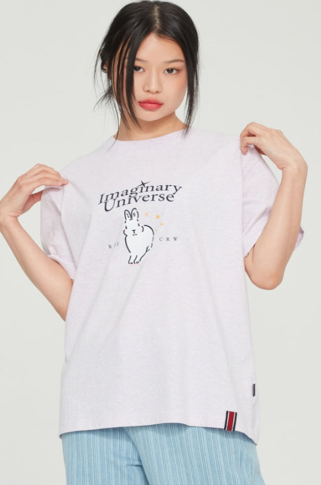 ロマンティッククラウン(ROMANTIC CROWN)  WHITE RABBIT TEE_MELANGE LIGHT PURPLE
