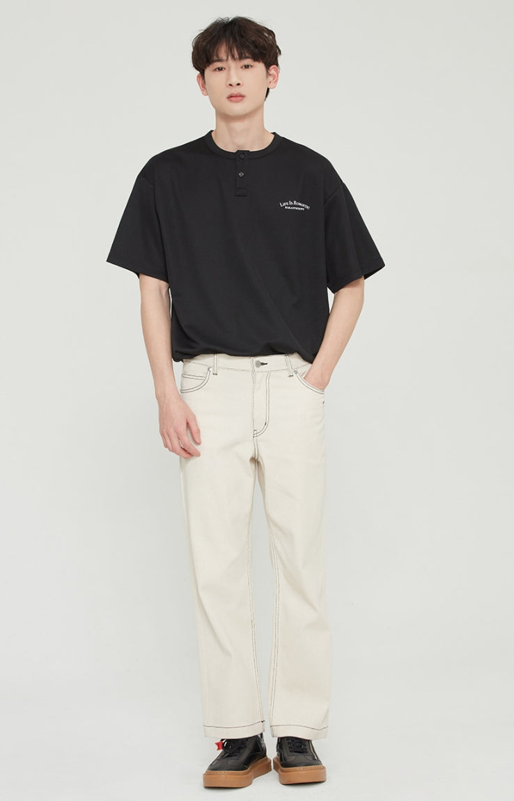 ロマンティッククラウン(ROMANTIC CROWN)  TWO BUTTON MESH TEE_BLACK