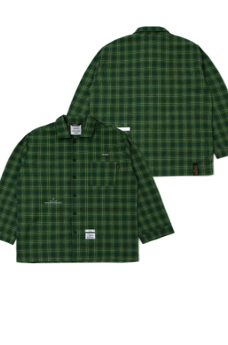 STIGMA(スティグマ) CHECK PAJAMA OVERSIZED SHIRTS GREEN