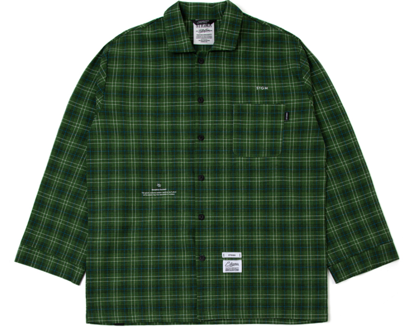 STIGMA(スティグマ) CHECK PAJAMA OVERSIZED SHIRTS GREEN