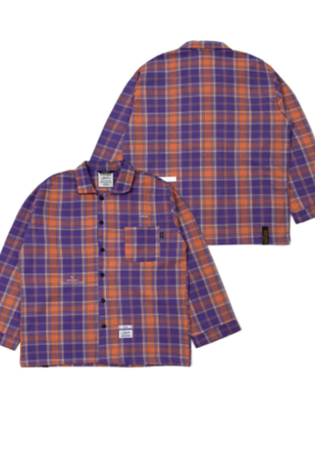 STIGMA(スティグマ) CHECK PAJAMA OVERSIZED SHIRTS PURPLE
