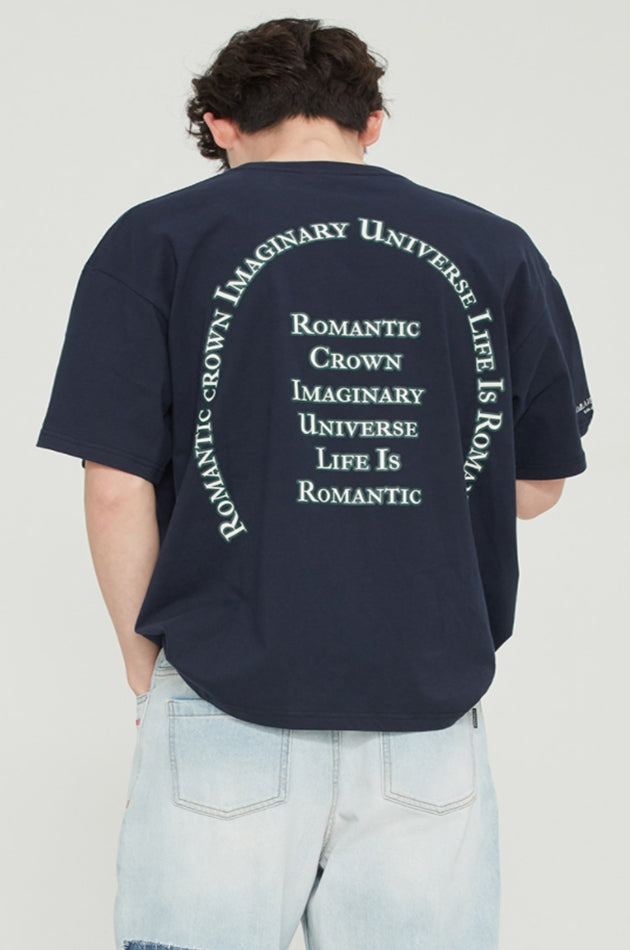 ロマンティッククラウン(ROMANTIC CROWN) ARCH LOGO PRINTING TEE_NAVY