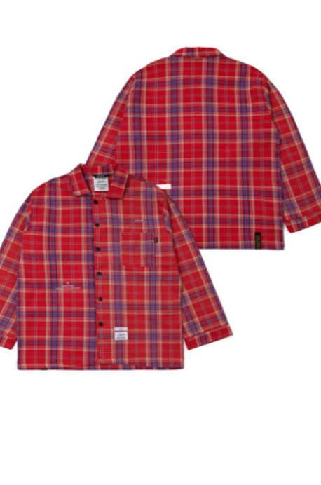 STIGMA(スティグマ) CHECK PAJAMA OVERSIZED SHIRTS RED