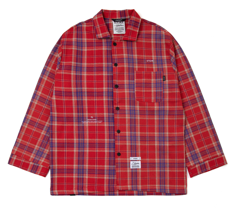 STIGMA(スティグマ) CHECK PAJAMA OVERSIZED SHIRTS RED