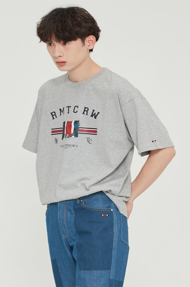 ロマンティッククラウン(ROMANTIC CROWN) CEREMONY TAPE LOGO TEE_GREY