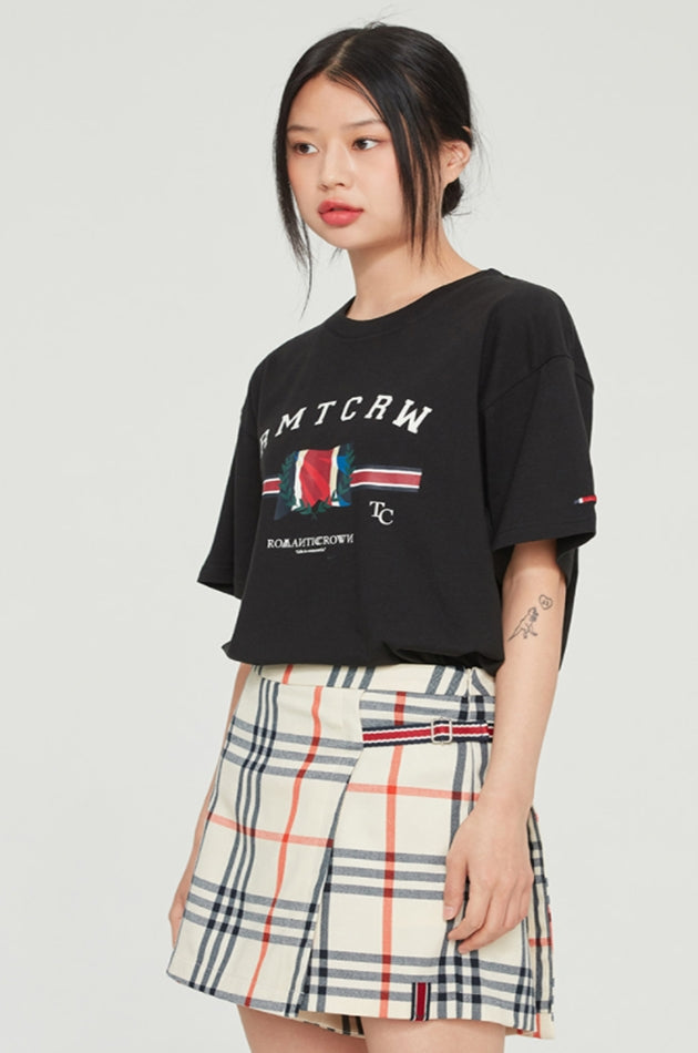 ロマンティッククラウン(ROMANTIC CROWN) CEREMONY TAPE LOGO TEE_BLACK