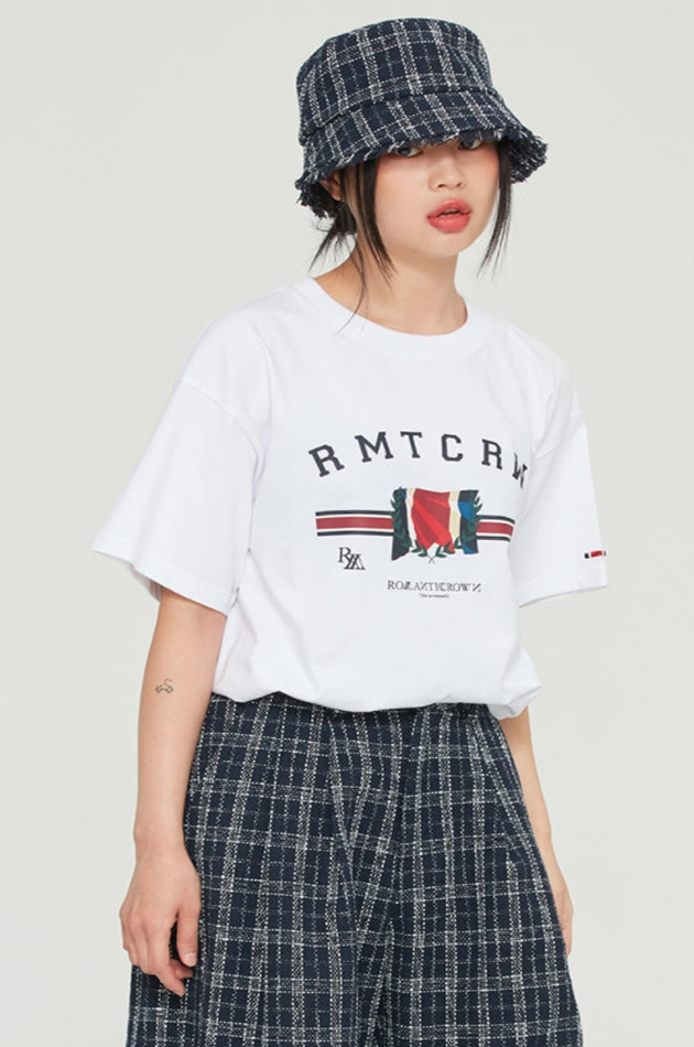 ロマンティッククラウン(ROMANTIC CROWN) CEREMONY TAPE LOGO TEE_WHITE