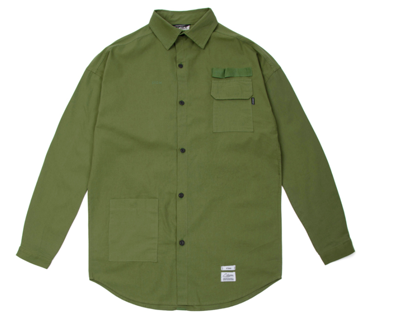 STIGMA(スティグマ) TECH LINEN OVERSIZED SHIRTS OLIVE