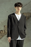 マスノウン(MASSNOUN)  COLLARLESS OVERSIZED BLAZER JACKET MSOJK005-BK