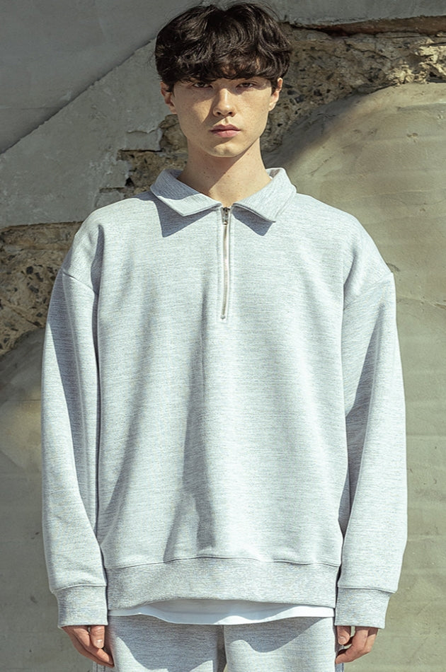 マスノウン(MASSNOUN)  COLLAR FULLOVER SWEATSHIRTS MSOCR004-GY