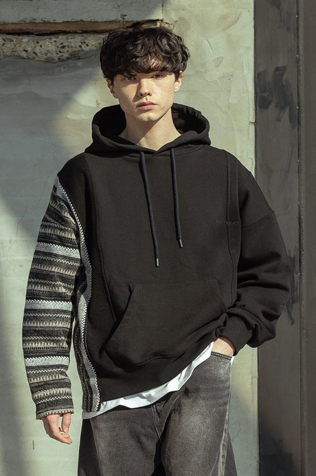 マスノウン(MASSNOUN)  CHECK SHIRTS ROUGH HOODY MSOHD003-BK