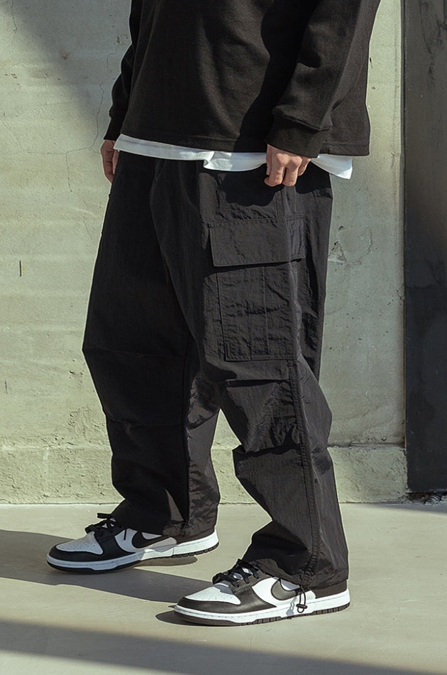マスノウン(MASSNOUN)  EASY CARGO NYLON PANTS MSOTP008-BK
