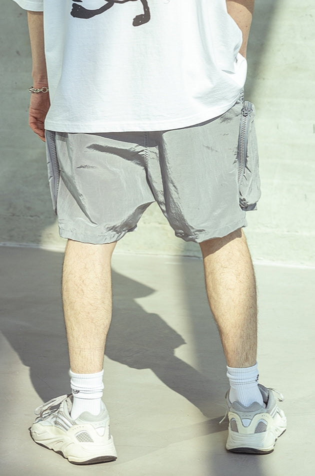 マスノウン(MASSNOUN)  ZIPPER POCKET NYLON SHORT PANTS MSOSP002-GY