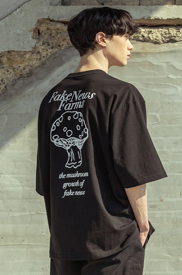 マスノウン(MASSNOUN)  MUSHROOM OVERSIZED T-SHIRTS MSOTS001-BK