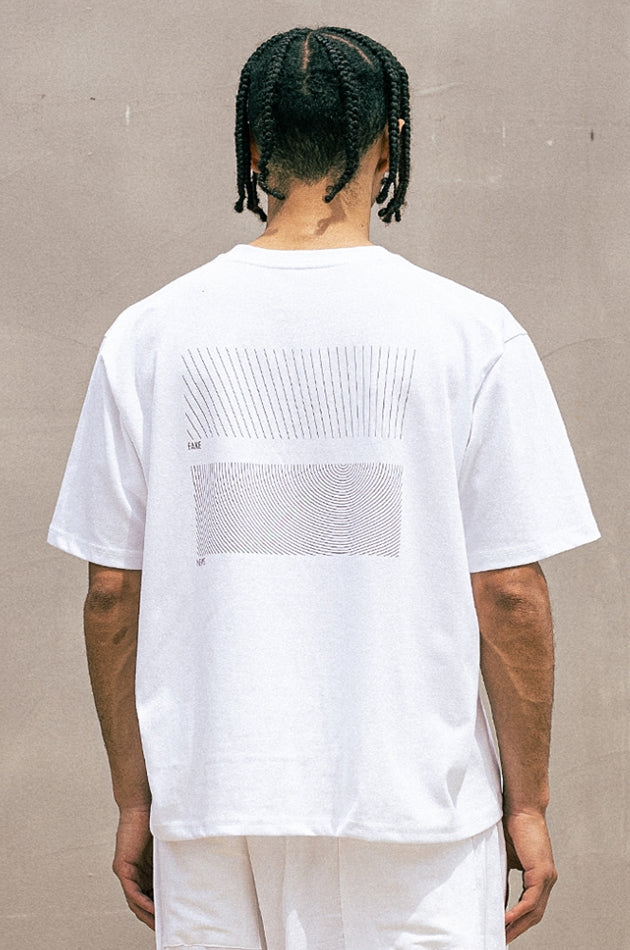 マスノウン(MASSNOUN)  FAKE ILLUSUIN LINE OVERSIZED T-SHIRTS MUOTS004-WT