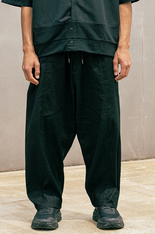 マスノウン(MASSNOUN) 　BALLOON FIT LINEN WIDE PANTS MUOCP001-BK